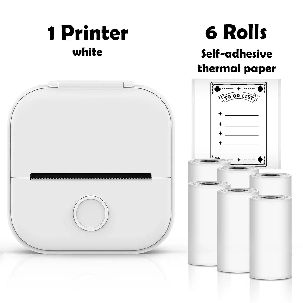 T02 Portable Mini Printer Thermal Pocket Printer Self-Adhesive Stickers Use for Diy,Journal Impresora Termica Portatil