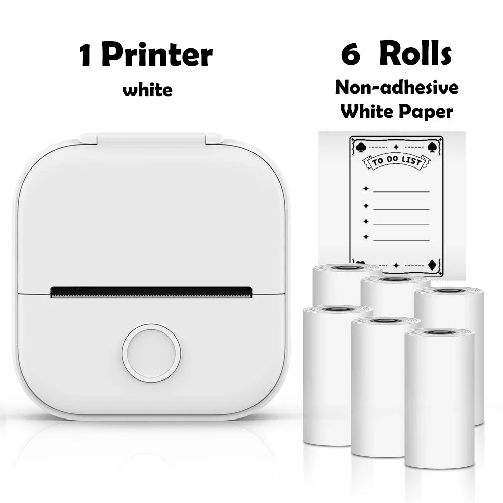 T02 Portable Mini Printer Thermal Pocket Printer Self-Adhesive Stickers Use for Diy,Journal Impresora Termica Portatil