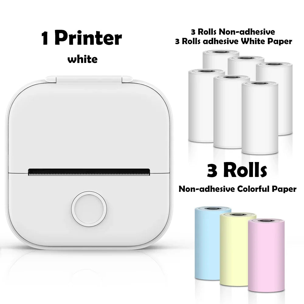 T02 Portable Mini Printer Thermal Pocket Printer Self-Adhesive Stickers Use for Diy,Journal Impresora Termica Portatil